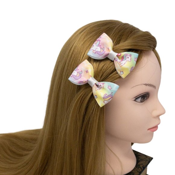 🎀HANDMADE🎀 Set of 6 Lovely Floral Print Hair Bow Clips for Girls,  2.75"x1.5" - Picture 7 of 7